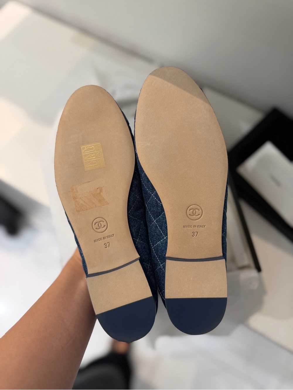 Chanel 26P Denim Quilted Ballet Flats | Size 37 - Picture 4 of 14